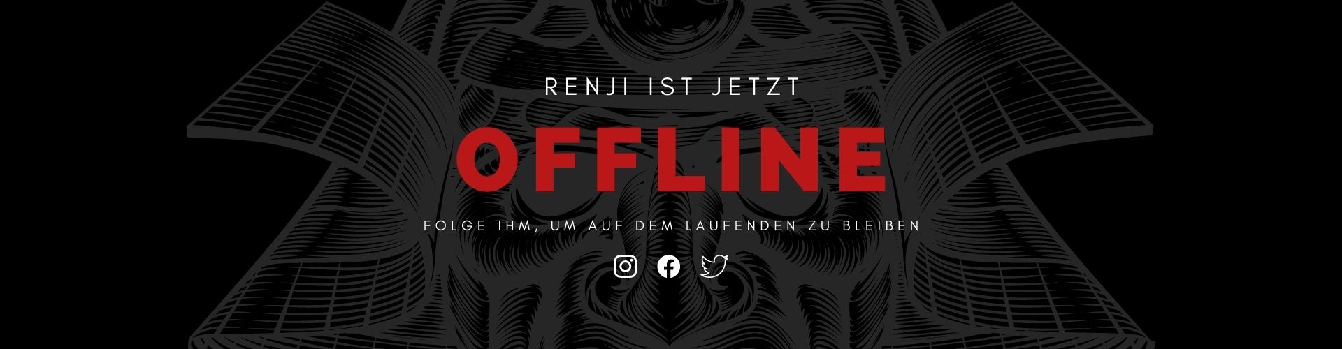 Offline Banner roter Schrift mit Social Media Icons
